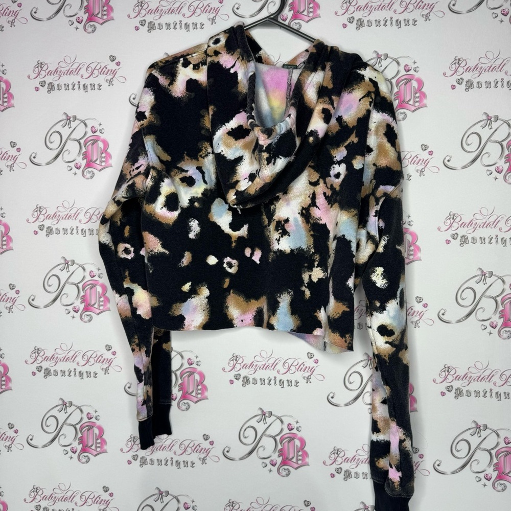 Wild fable sweater hoodie pull over crop tie dye camo pastel cotton candy fleece - Picture 4 of 10